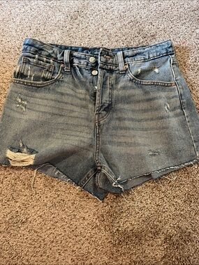 wild fable Distressed Light Blue High-Rise Denim Shorts